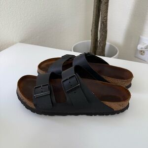 Birkenstock Black Arizona Birko-Flor Leather Sandals Size EU 41